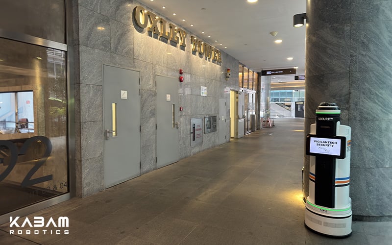 KABAM Robotics security robot deployed outside Oxley Tower