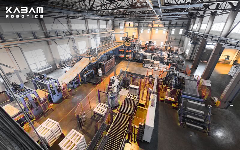 Futuristic factory using robots
