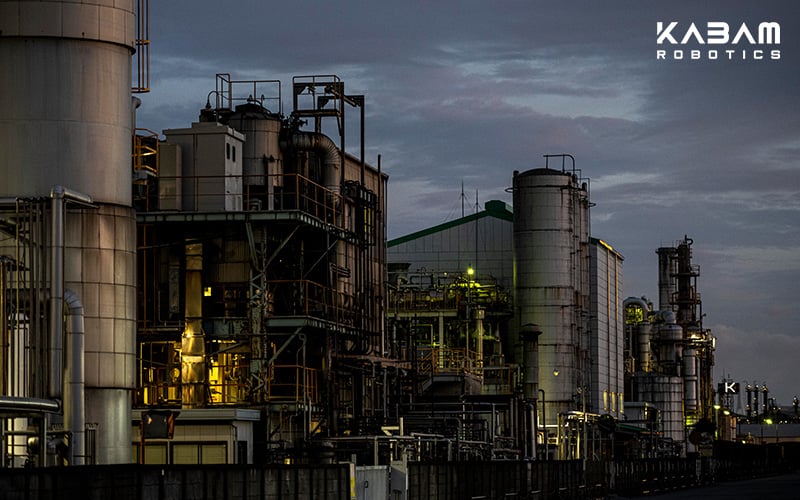 Outside a large factory